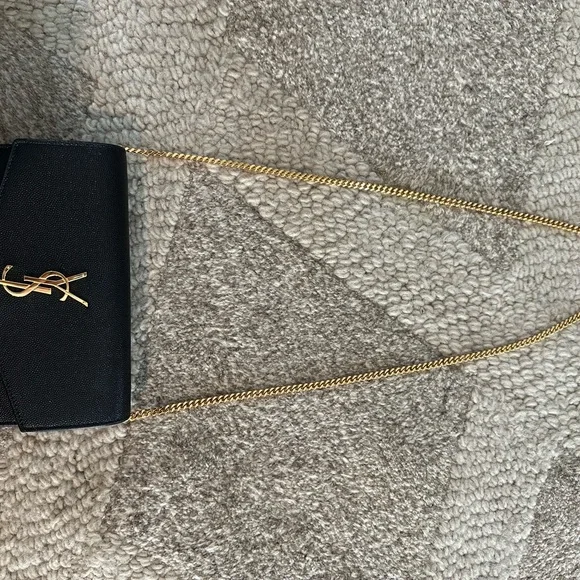 YSL Black Clutch with Gold chain - Picture 5 of 10